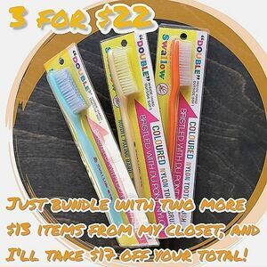 Lot of 3 | Vtg toothbrushes with long bristle bed